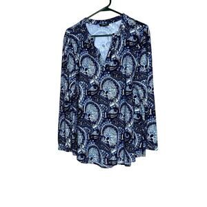 Othyroce women's size 1X top blue paisley print buttery soft